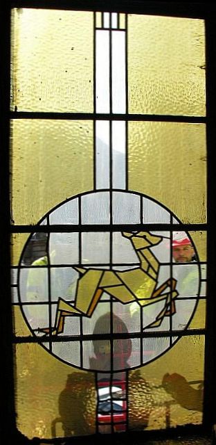 Prancing reindeer motif window